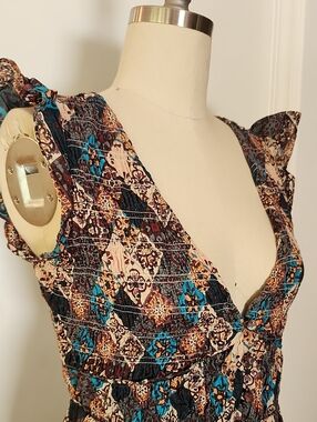 Anthropologie Dress Boho Print Maxi Dress